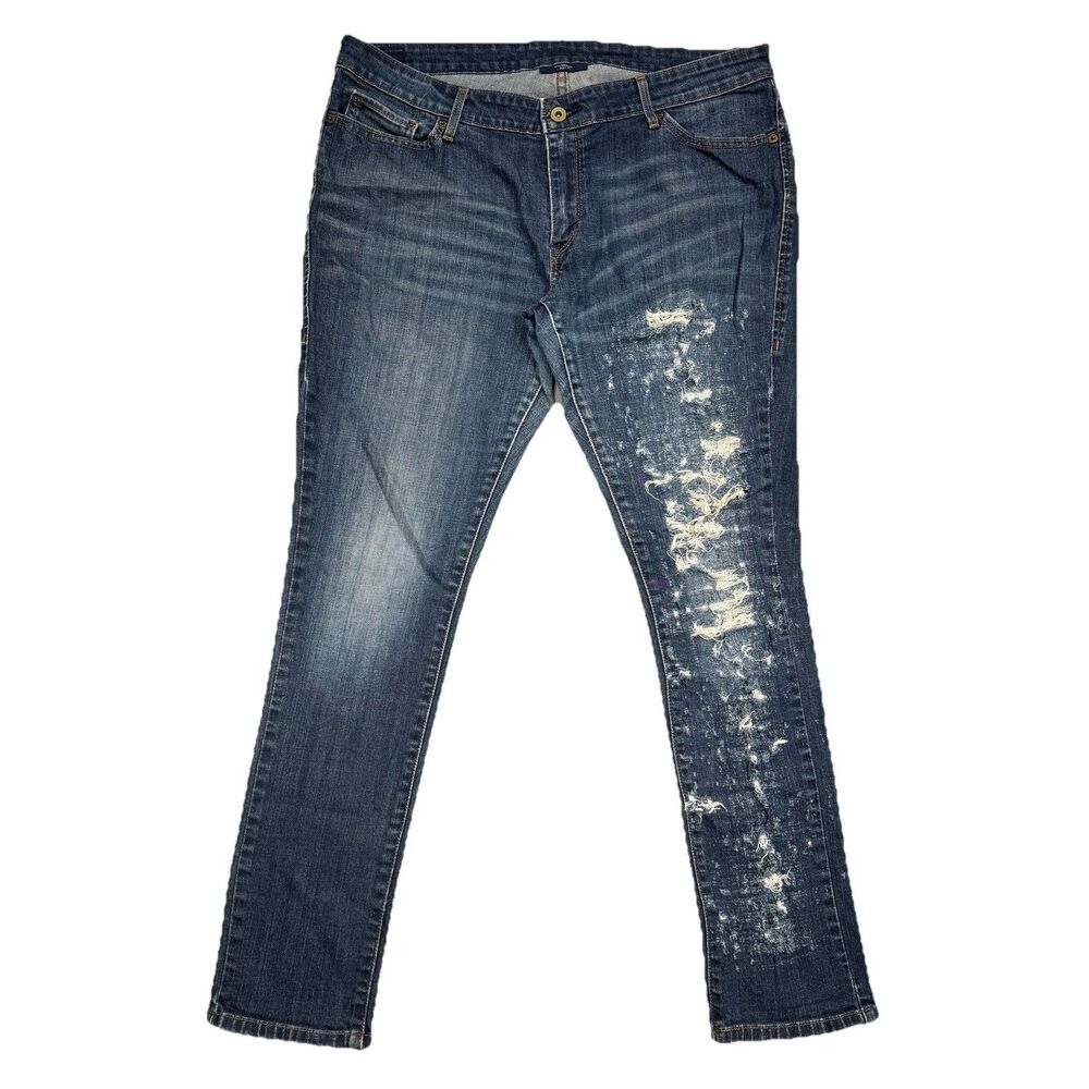 Levis 531 Jeans Womens 16 Low Skinny Thrashed Distress Blue Denim Measures 36x30